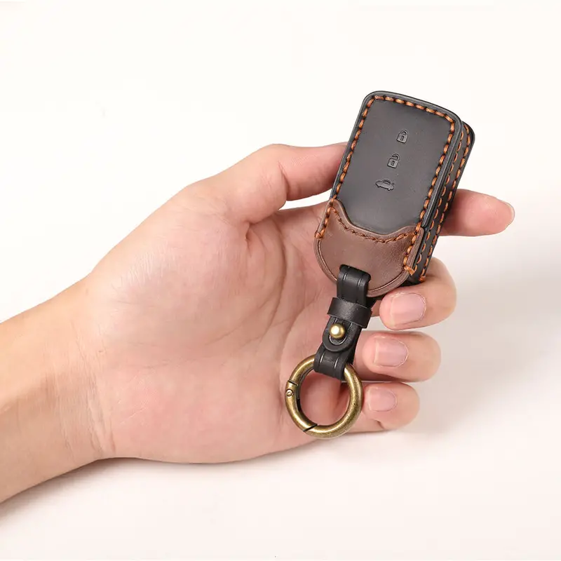 Keyzone Dual Leather Key Cover For City, Accord, Amaze, Cr-V, Wr-V 3 Button Smart Key (Kdl24_3B) 2