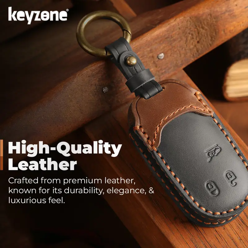 Keyzone Dual Leather Key Cover For Compass, Compass Trailhawk Smart Key (Kdl28) 2