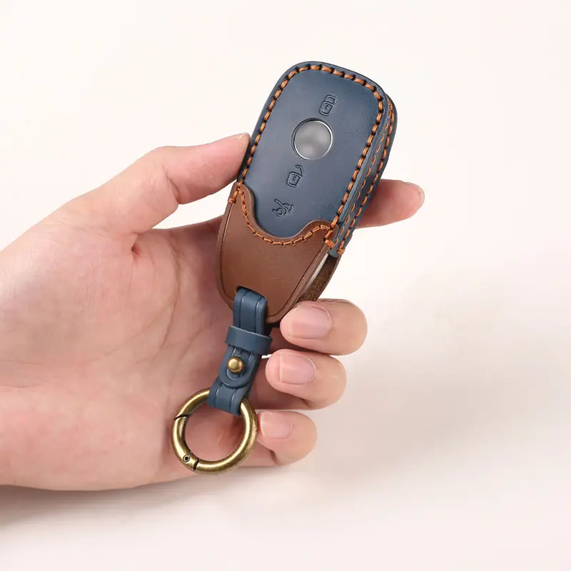 Keyzone Dual Leather Key Cover For E-Class S-Class A-Class C-Class G-Class 2020 Onwards 4 Button Smart Key (Kdl70) 2