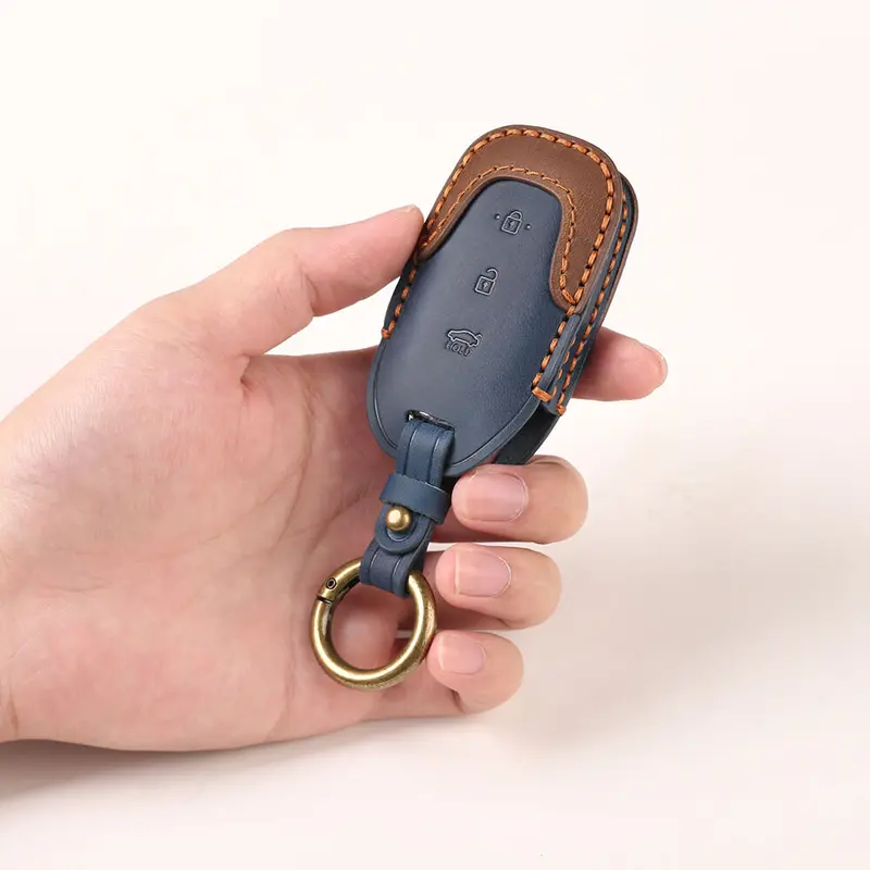 Keyzone Dual Leather Key Cover For I20, Kona, Verna 2018 Onwards 3 Button Smart Key (Kdl41) 1
