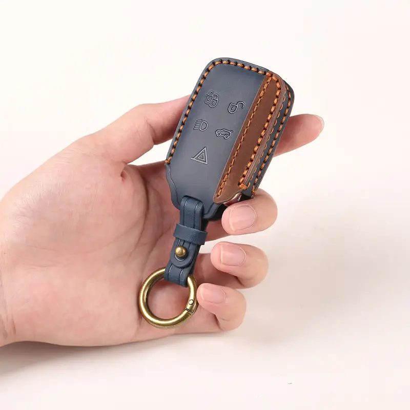 Keyzone Dual Leather Key Cover For Jaguar Xf Xj Xe F-Pace F-Type Range Rover Evoque Velar Discovery Lr4 Land Rover Sport 5 Button Smart Key (Kdl72) 1
