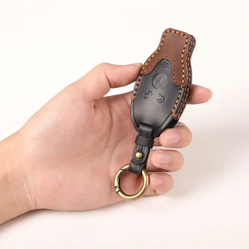 Keyzone Dual Leather Key Cover For Mercedes Benz: C E M S Cls Clk Glk Glc G Class 3 Button Smart Key (Kdl54_3B) 1