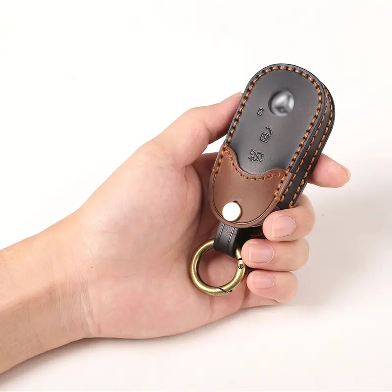 Keyzone Dual Leather Key Cover For Mercedes Benz S-Class G-Class E-Class 2022 Onwards 3 Button Smart Key (Kdl71) 1