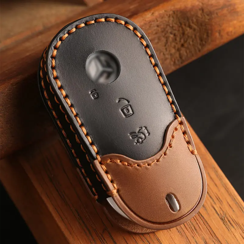 Keyzone Dual Leather Key Cover For Mercedes Benz S-Class G-Class E-Class 2022 Onwards 3 Button Smart Key (Kdl71) 2