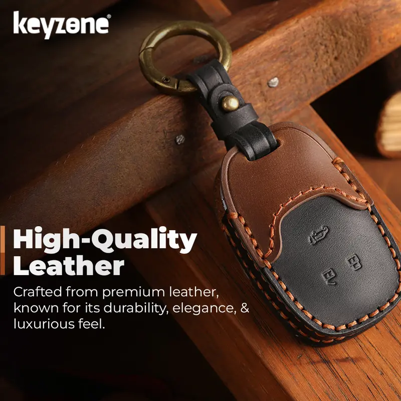 Keyzone Dual Leather Key Cover For Mg Gloster Smart Key (Kdl87) 2