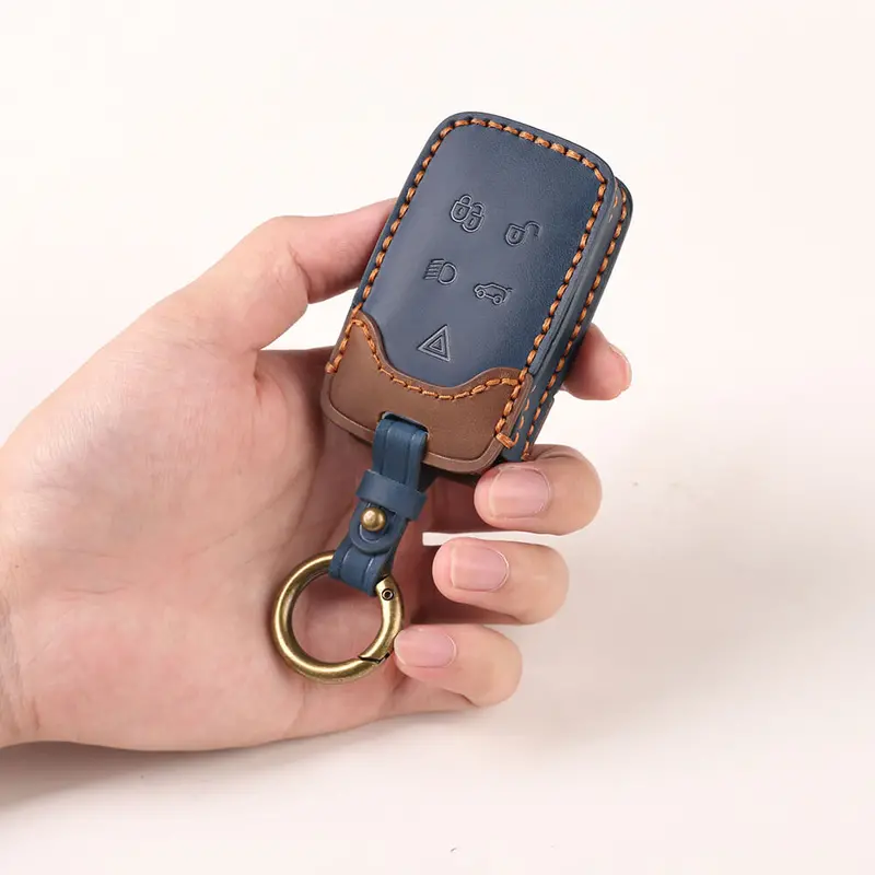 Keyzone Dual Leather Key Cover For Range Rover: Sport, Evoque, Velar, Discovery, Defender (2018, 2019, 2020, 2021) 5 Button Smart Key (Kdl73) 1