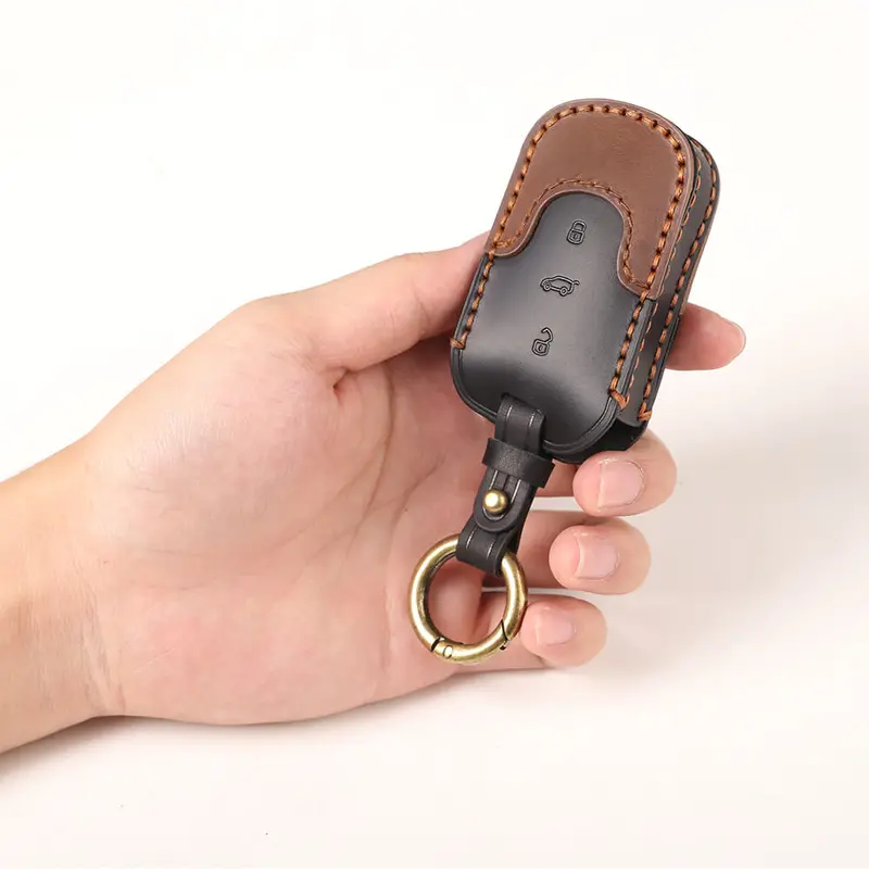 Keyzone Dual Leather Key Cover For Thar, Bolero, Scorpio, Xuv700, Xuv400, Xuv3x0, Xuv300, Tuv300, Marazzo 3 Button Flip Key (Push Button Start Models Only) (Kdl09) 1