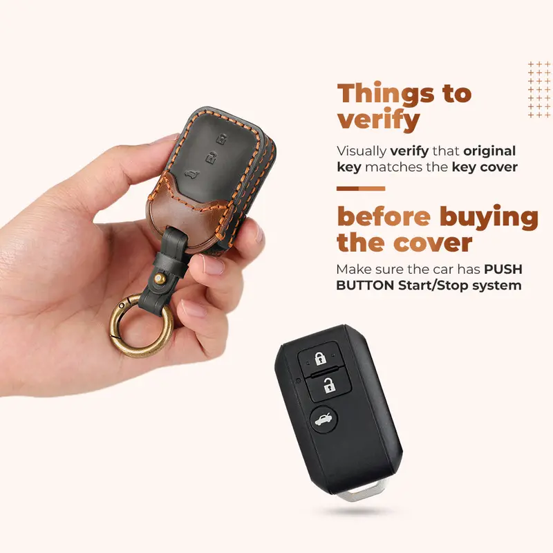 Keyzone Dual Leather Key Cover For Victoris, Dzire, Ertiga 3 Button Smart Key (Kdl06) 2