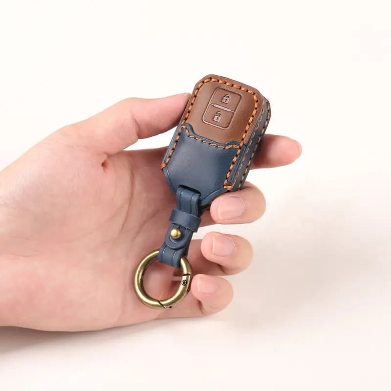 Keyzone Dual Leather Key Cover For Victoris, Swift, Dzire, Baleno, Ertiga, Grand Vitara, Brezza, Fronx, Jimny Xl6, Ignis, Glanza, Urban Cruiser Hyryder, Rumion 2 Button Smart Key (Kdl05) 1