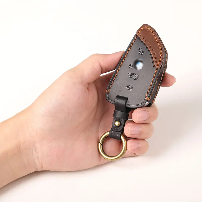 Keyzone Dual Leather Key Cover For X1, X3, X6, X5, 5 Series, 6 Series, 7 Series 4 Button Smart Key (Kdl52) 1
