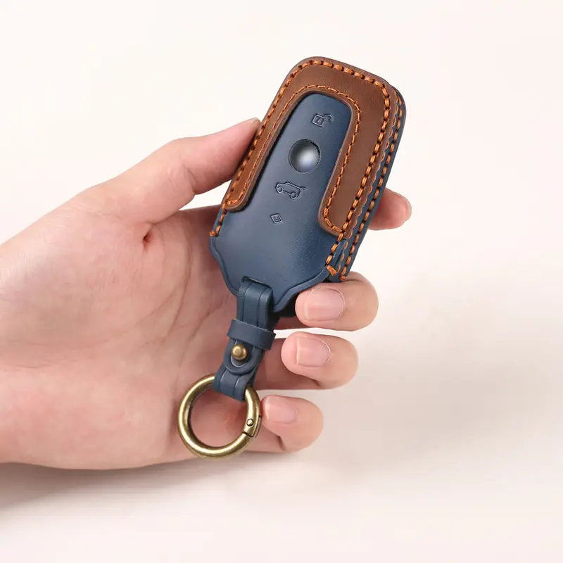 Keyzone Dual Leather Key Cover For X4, X3, 5 Series, 6 Series, 3 Series, 7 Series 4 Button Smart Key (Kdl58) 1