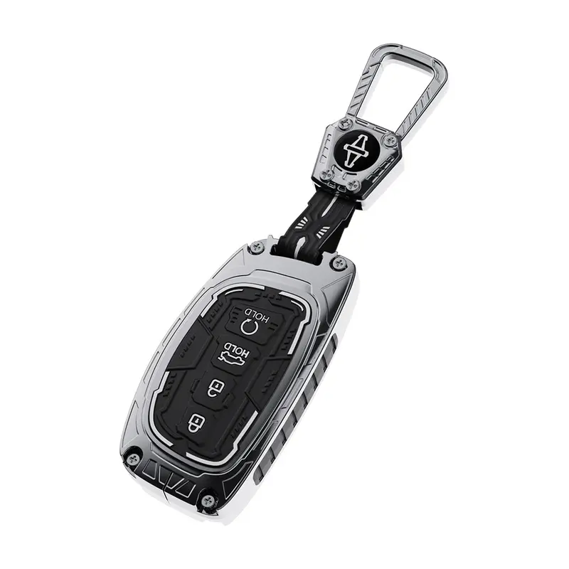 Keyzone Iron Core Series Key Cover Compatible Exter, Creta, I20, Aura, Verna 4S, Xcent, Tucson, Elantra 4 Button Smart Key(Ic67 T-2) 1