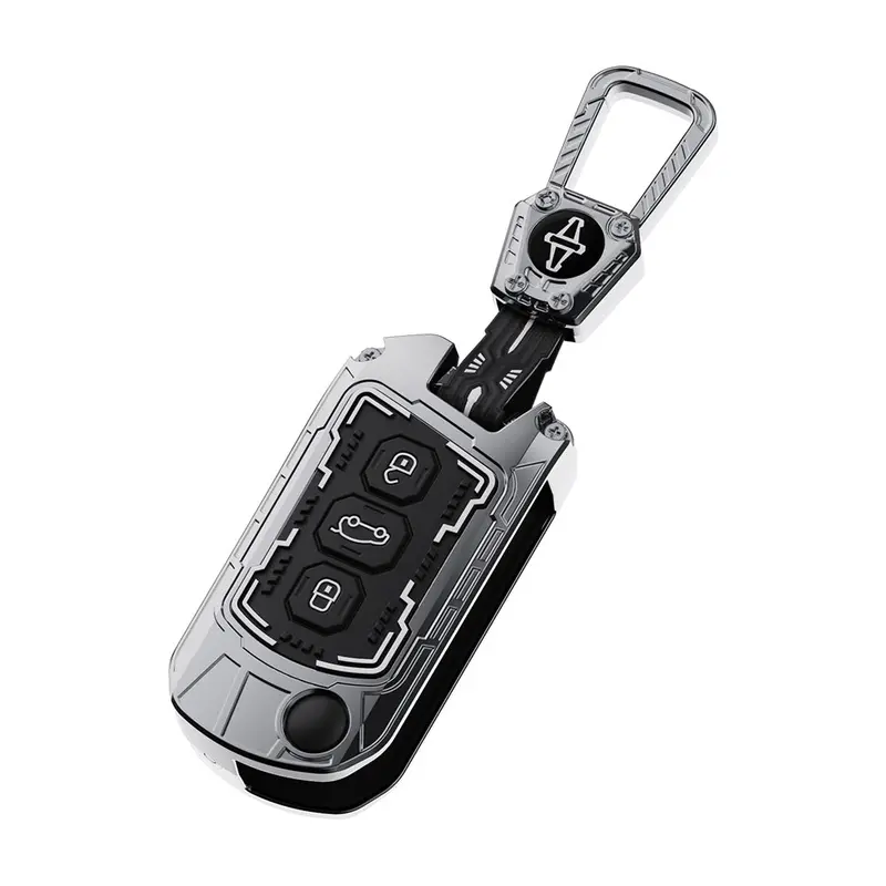 Keyzone Iron Core Series Key Cover Compatible For Mahindra Thar Roxx, Thar, Bolero, Scorpio, Xuv700, Xuv400, Xuv3x0, Xuv300, Tuv300, Marazzo 3 Button Flip Key (Ic09) 1