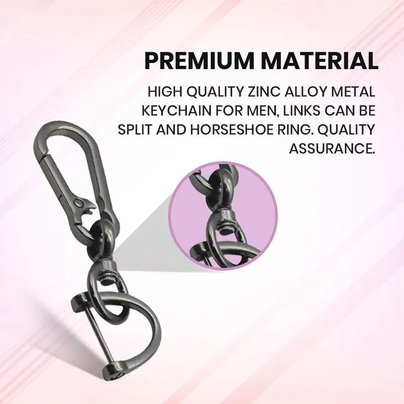Keyzone Keychain For Men And Women, Heavy Duty Tactical Keychain, Zinc Alloy Car Key Holder, 360 Degree Rotatable With Belt Hook 3