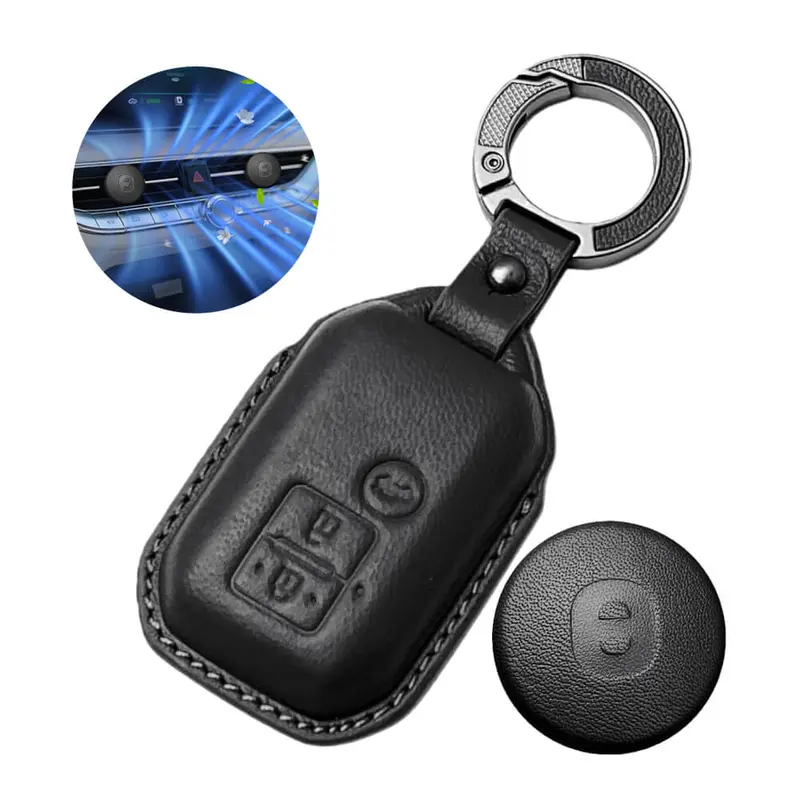 Keyzone Leather Key Cover & Ac Vent Car Perfume Compatible For Suzuki Victoris, Dzire, Ertiga 3 Button Smart Key(Pk06) 1