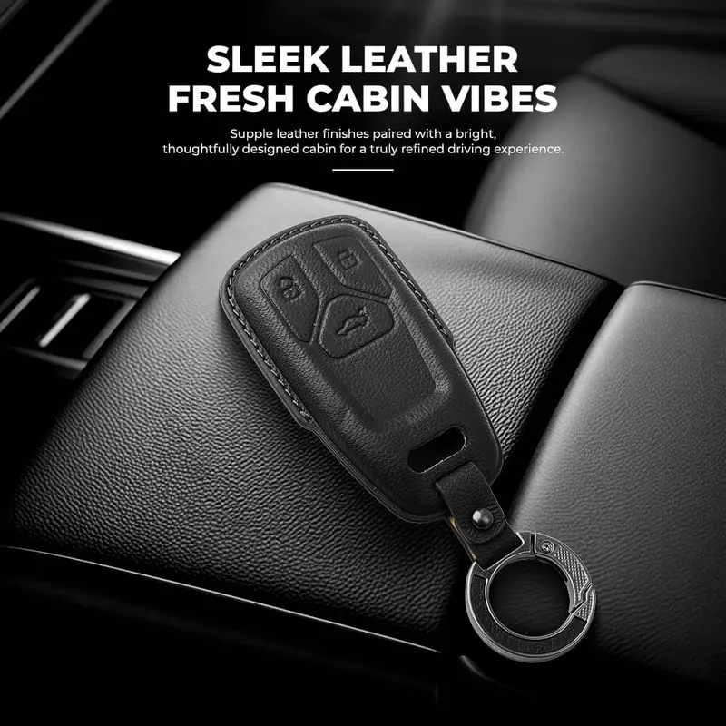 Keyzone Leather Key Cover & Ac Vent Car Perfume With 4 Fragrances For Audi Q5, A5, A8, Q7, A4, A6 3 Button Smart Key(Pk47) 2