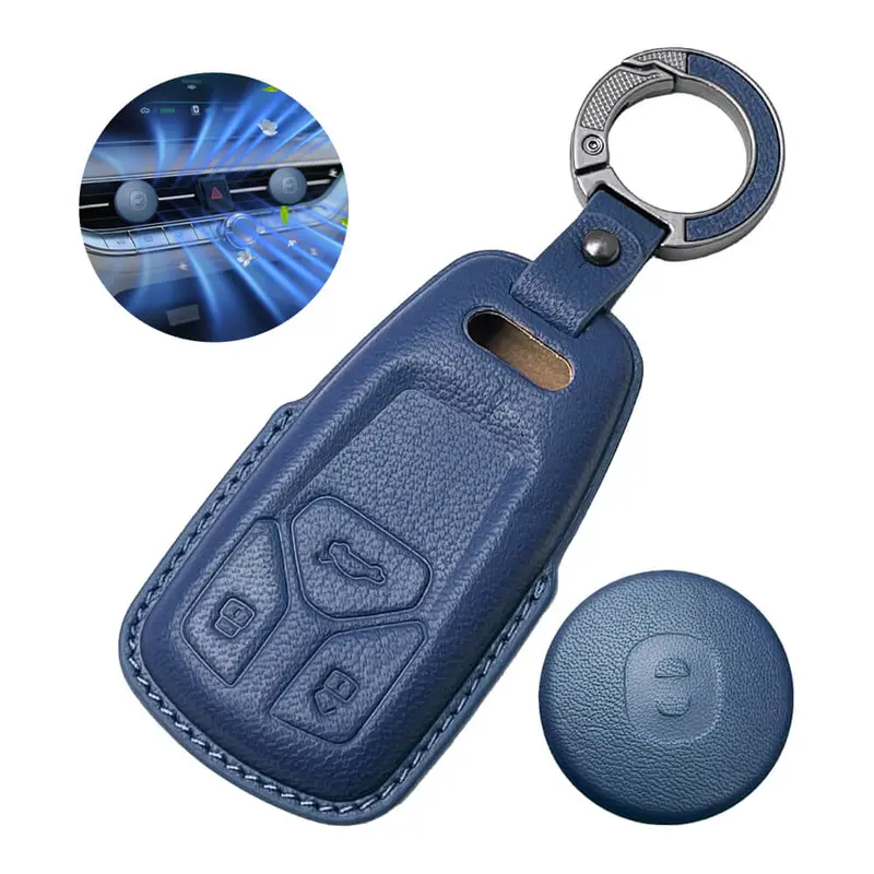 Keyzone Leather Key Cover & Ac Vent Car Perfume With 4 Fragrances For Audi Q5, A5, A8, Q7, A4, A6 3 Button Smart Key(Pk47) 2