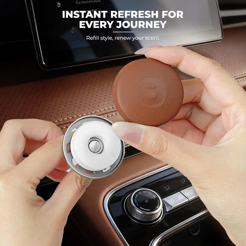 Keyzone Leather Key Cover & Ac Vent Car Perfume With 4 Fragrances For Byd Seal, Atto 3 4 Button Smart Key(Pk85) 4