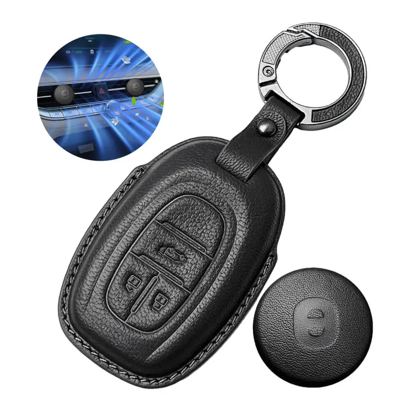 Keyzone Leather Key Cover &  Ac Vent Car Perfume With 4 Fragrances For Mg Gloster 3 Button Smart Key(Pk87) 1