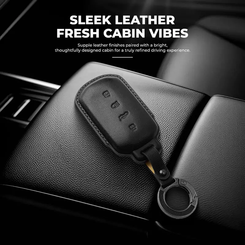 Keyzone Leather Key Cover & Ac Vent Car Perfume With 4 Fragrances For Tata Sierra, Safari, Harrier, Curvv, Curvv Ev 4 Button Smart Key(Pk86) 2