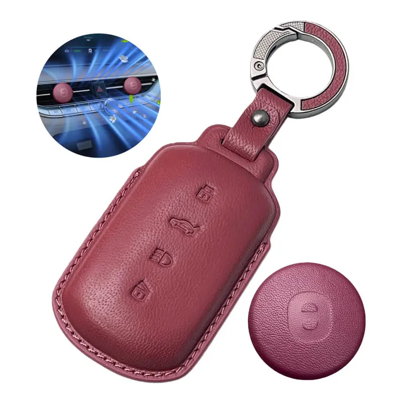 Keyzone Leather Key Cover & Ac Vent Car Perfume With 4 Fragrances For Tata Sierra, Safari, Harrier, Curvv, Curvv Ev 4 Button Smart Key(Pk86) 3