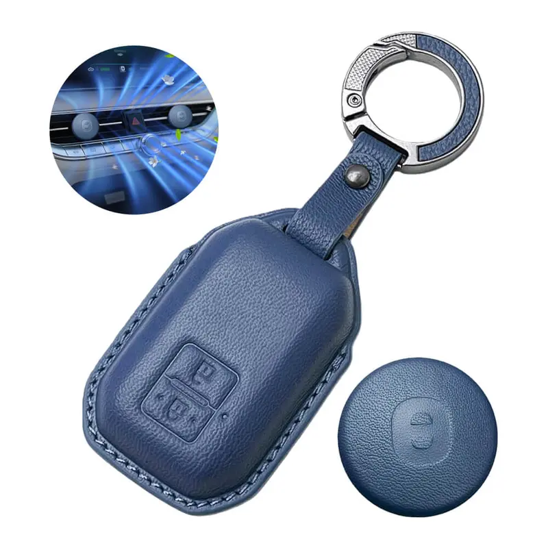 Keyzone Leather Key Cover & Ac Vent Car Perfume With 4 Fragrances For Toyota Glanza, Urban Cruiser Hyryder, Taisor, Rumion 2 Button Smart Key(Pk05) 2