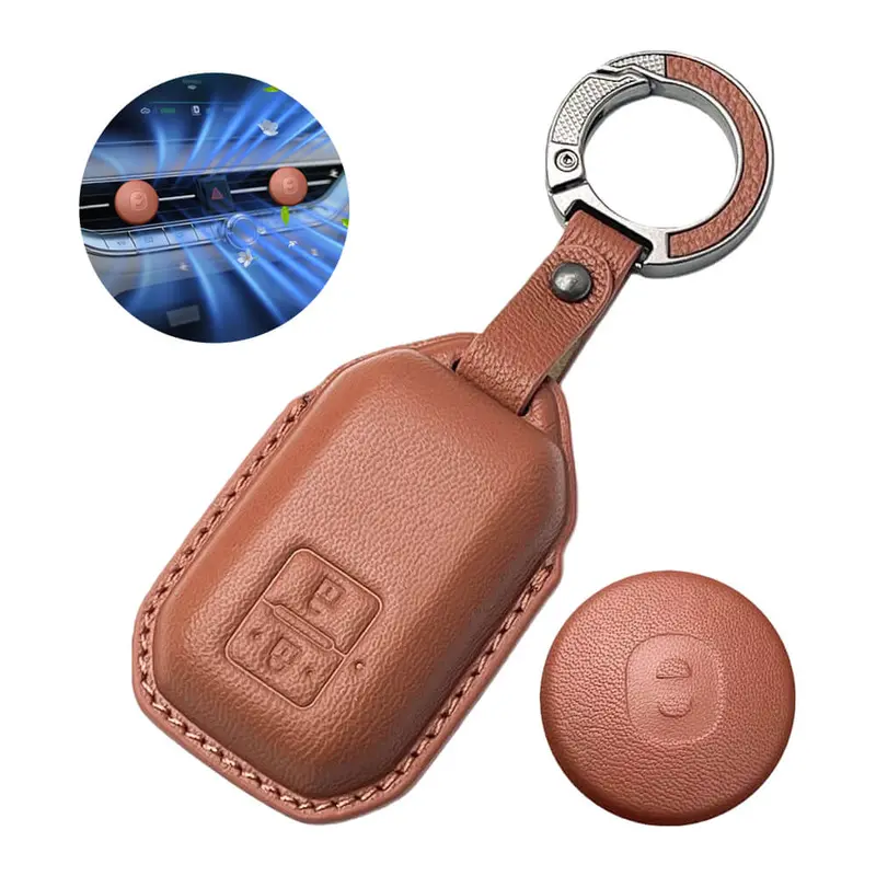 Keyzone Leather Key Cover & Ac Vent Car Perfume With 4 Fragrances For Toyota Glanza, Urban Cruiser Hyryder, Taisor, Rumion 2 Button Smart Key(Pk05) 3