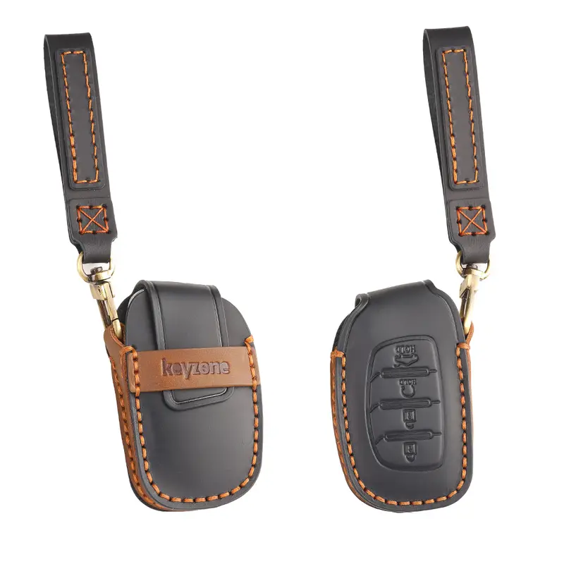 Keyzone Leather Key Cover For Alcazar, Creta 2021 Onwards 4 Button Smart Key (Kzl67) 1