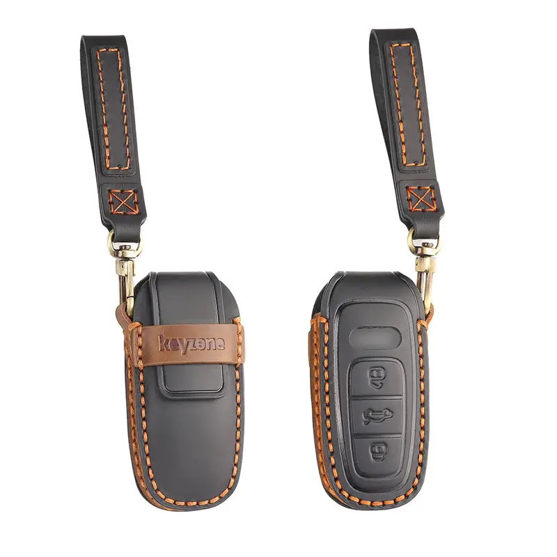 Keyzone Leather Key Cover For Audi 2018-2022 A6 A7 A8 E-Tron Q8 Sq8, 2020 2021 2022 A3 Q7 S3 S6 Sq7 Rs6 S7 Rs7 Smart Key (Kzl_Audisleeksmart) 1