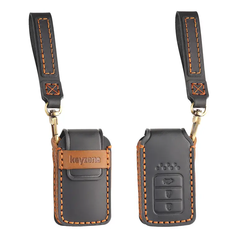 Keyzone Leather Key Cover For City, Accord, Amaze, Cr-V, Wr-V 3 Button Smart Key (Kzl24_3B) 1