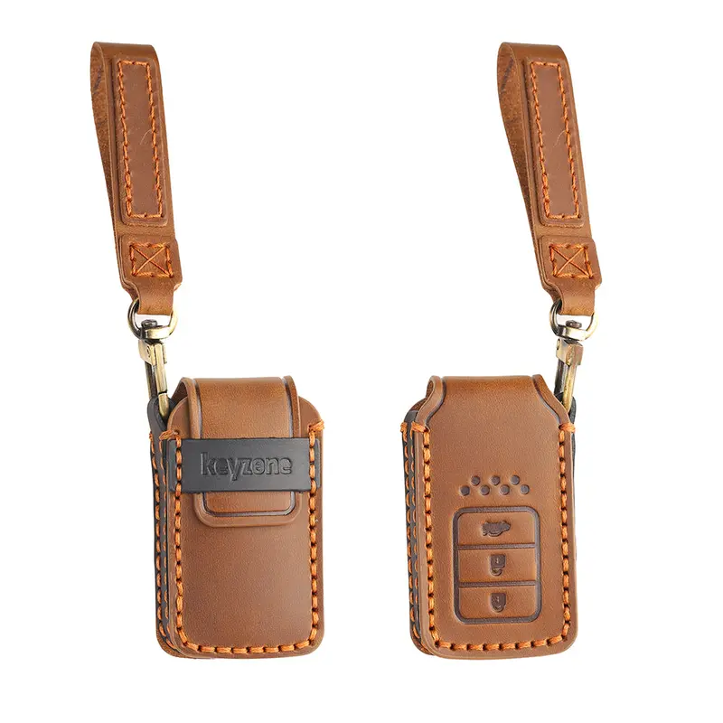 Keyzone Leather Key Cover For City, Accord, Amaze, Cr-V, Wr-V 3 Button Smart Key (Kzl24_3B) 3