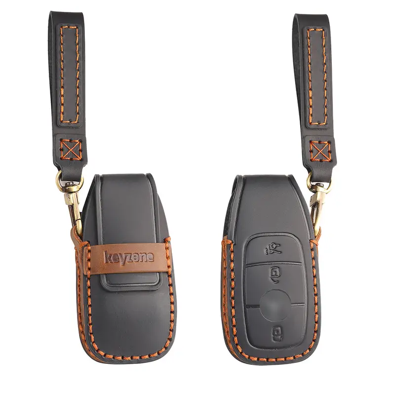 Keyzone Leather Key Cover For E-Class S-Class A-Class C-Class G-Class 2020 Onwards 4 Button Smart Key (Kzl70) 1