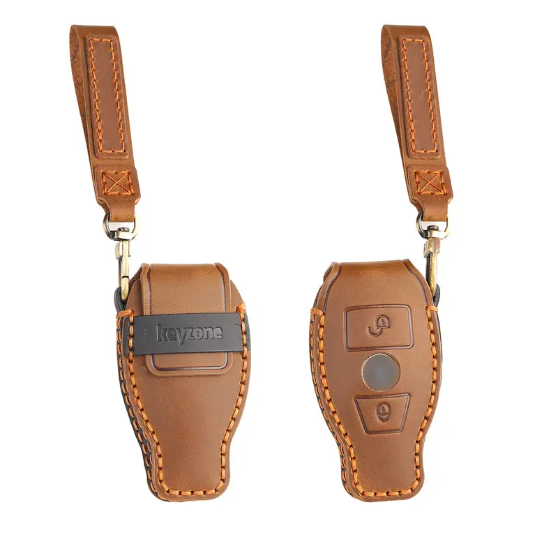 Keyzone Leather Key Cover For Mercedes Benz: C E M S Cls Clk Glk Glc G Class 2 Button Smart Key (Kzl54_2B) 1