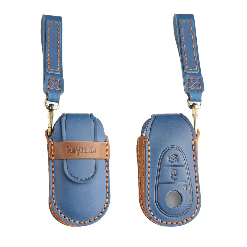 Keyzone Leather Key Cover For Mercedes Benz S-Class G-Class E-Class 2022 Onwards 3 Button Smart Key (Kzl71) 1