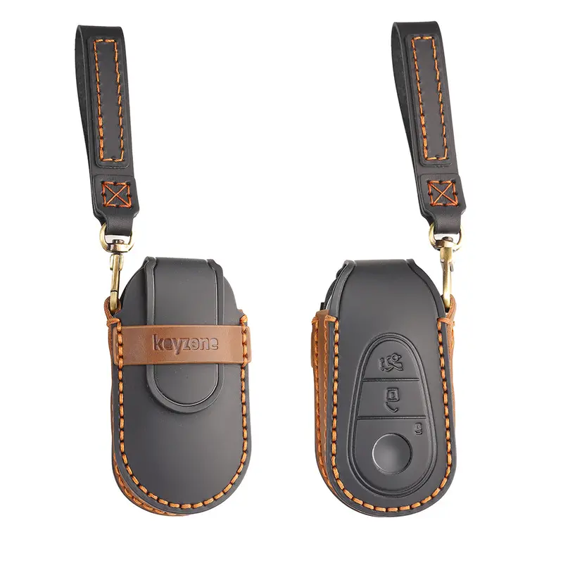 Keyzone Leather Key Cover For Mercedes Benz S-Class G-Class E-Class 2022 Onwards 3 Button Smart Key (Kzl71) 3