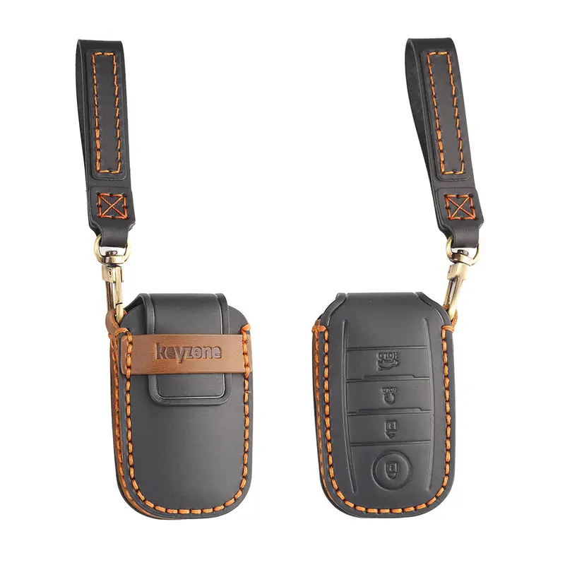 Keyzone Leather Key Cover For Seltos, Sonet, Carens, Seltos X-Line 4 Button Smart Key (Kzl61) 1