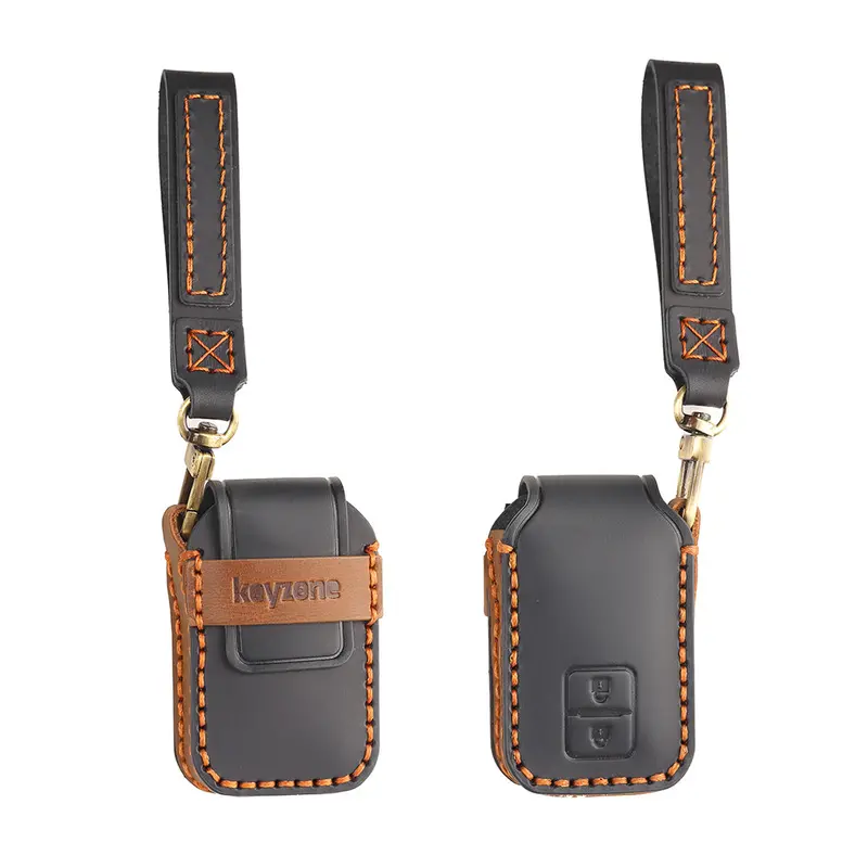 Keyzone Leather Key Cover For Victoris, Swift, Dzire, Baleno, Ertiga, Grand Vitara, Brezza, Fronx, Jimny Xl6, Ignis, Glanza, Urban Cruiser Hyryder, Rumion 2 Button Smart Key (Kzl05) 1