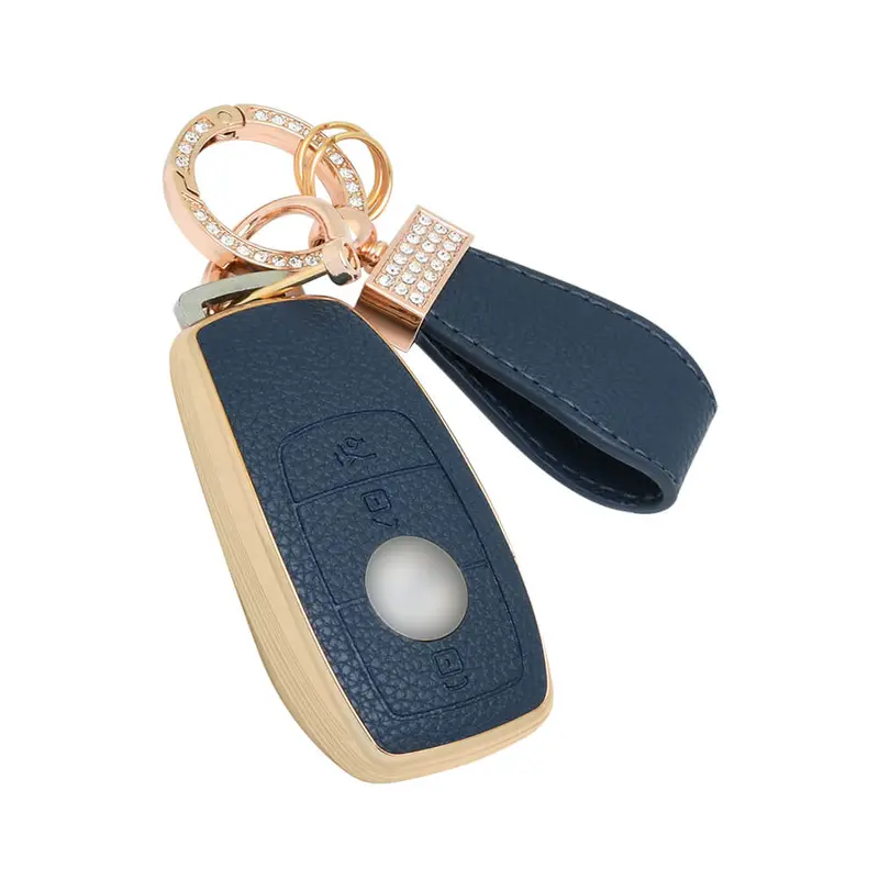 Keyzone Litchi Leather Textured Tpu Key Cover & Keychain For E-Class S-Class A-Class C-Class G-Class 2020 Onwards Smart Key (Bltp70) 1