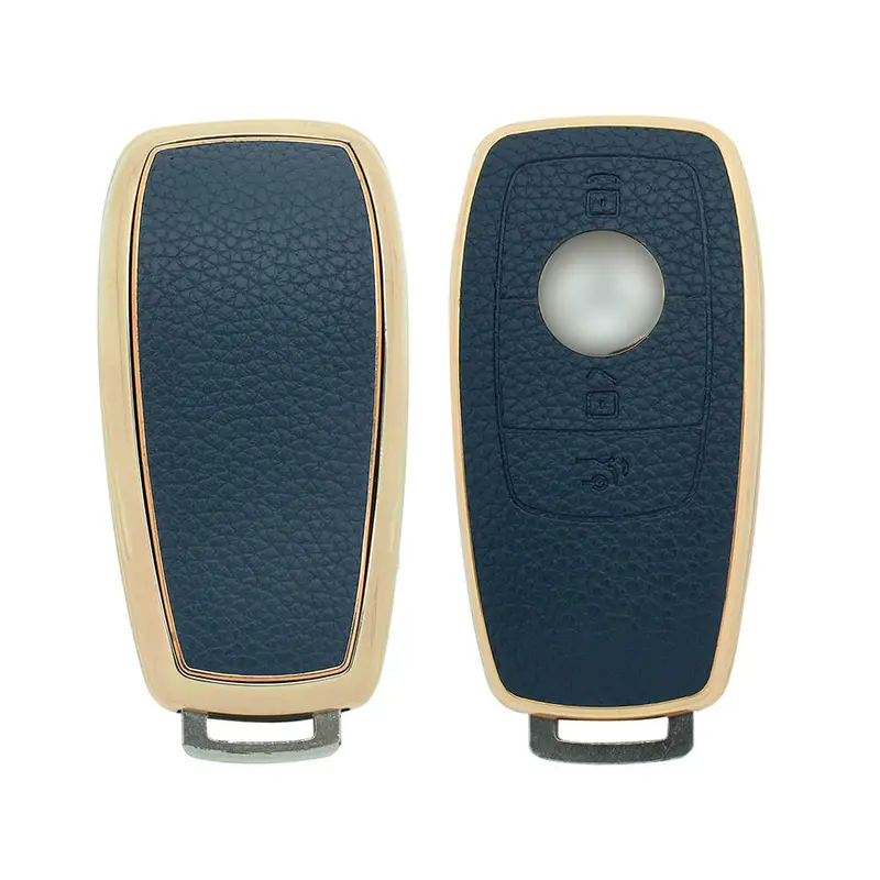 Keyzone Litchi Leather Textured Tpu Key Cover & Keychain For E-Class S-Class A-Class C-Class G-Class 2020 Onwards Smart Key (Bltp70) 2