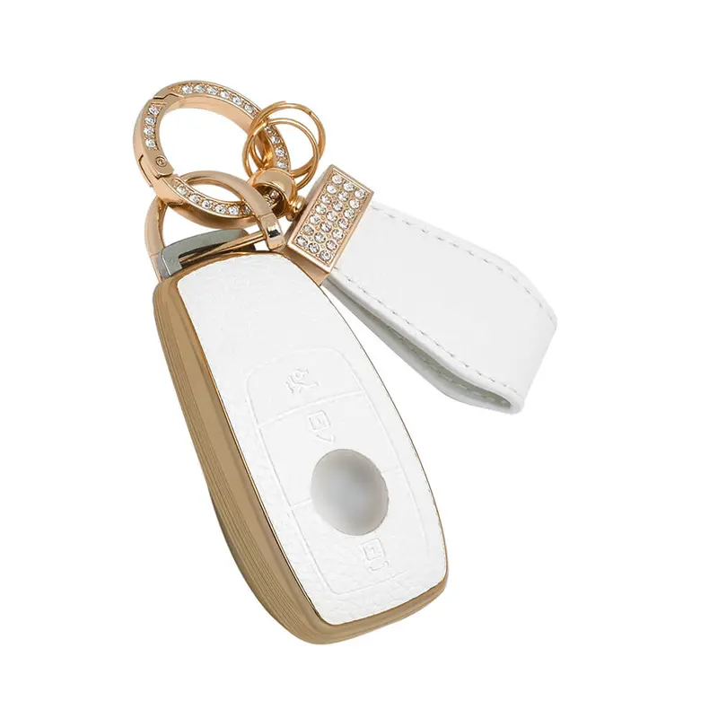 Keyzone Litchi Leather Textured Tpu Key Cover & Keychain For E-Class S-Class A-Class C-Class G-Class 2020 Onwards Smart Key (Bltp70) 3