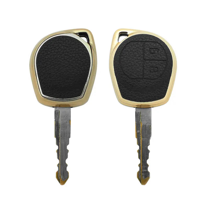 Keyzone Litchi Leather Textured Tpu Key Cover & Keychain For Fronx, Jimny, Swift, Dzire, Xl6, Ignis, Grand Vitara, Brezza, Wagonr, Vitara Brezza, Celerio, Ertiga, Ciaz, Scross, Baleno, Alto 2B Remote Key (Bltp23) 2