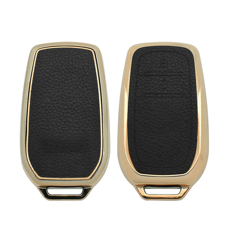 Keyzone Litchi Leather Textured Tpu Key Cover & Keychain For Innova Crysta, Innova Hycross, Hilux 2 Button Smart Key (Bltp18_2B) 2