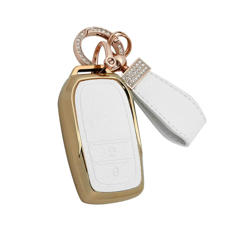 Keyzone Litchi Leather Textured Tpu Key Cover & Keychain For Innova Crysta, Innova Hycross, Hilux 2 Button Smart Key (Bltp18_2B) 3