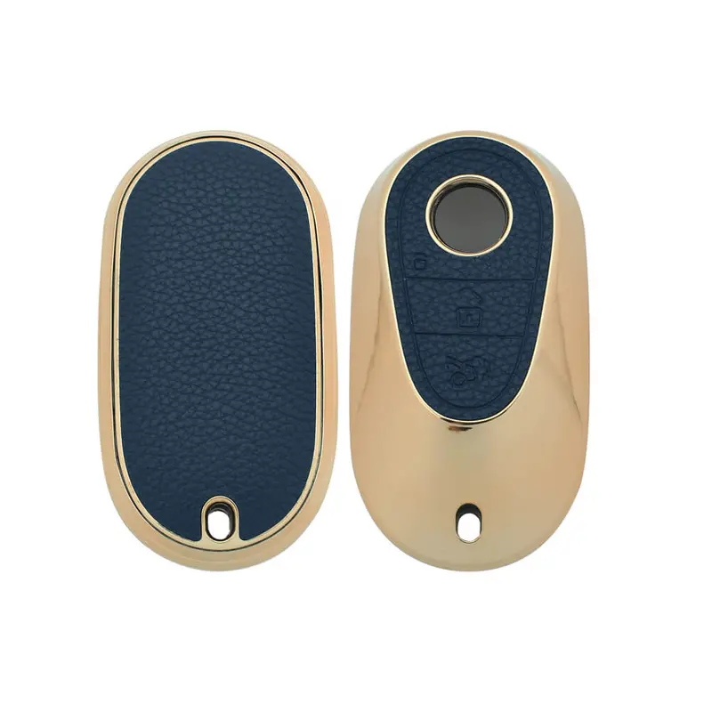 Keyzone Litchi Leather Textured Tpu Key Cover & Keychain For S-Class G-Class E-Class 2022 Onwards 3 Button Smart Key (Bltp71) 2