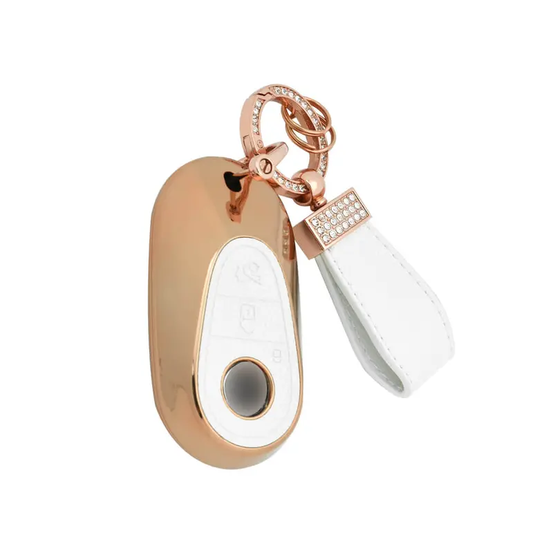 Keyzone Litchi Leather Textured Tpu Key Cover & Keychain For S-Class G-Class E-Class 2022 Onwards 3 Button Smart Key (Bltp71) 2