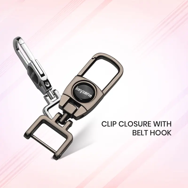 Keyzone Metal Alloy Key Holder For Men And Women, Heavy Duty Tactical Keychain, 360 Degree Rotatable With Belt Hook (Mah) 3
