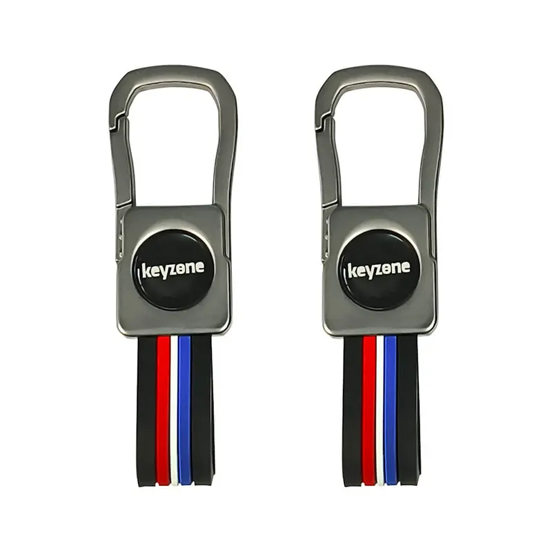 Keyzone Pack Of 2 Metal Striped Keychain (Kzmt_Packof2) 1