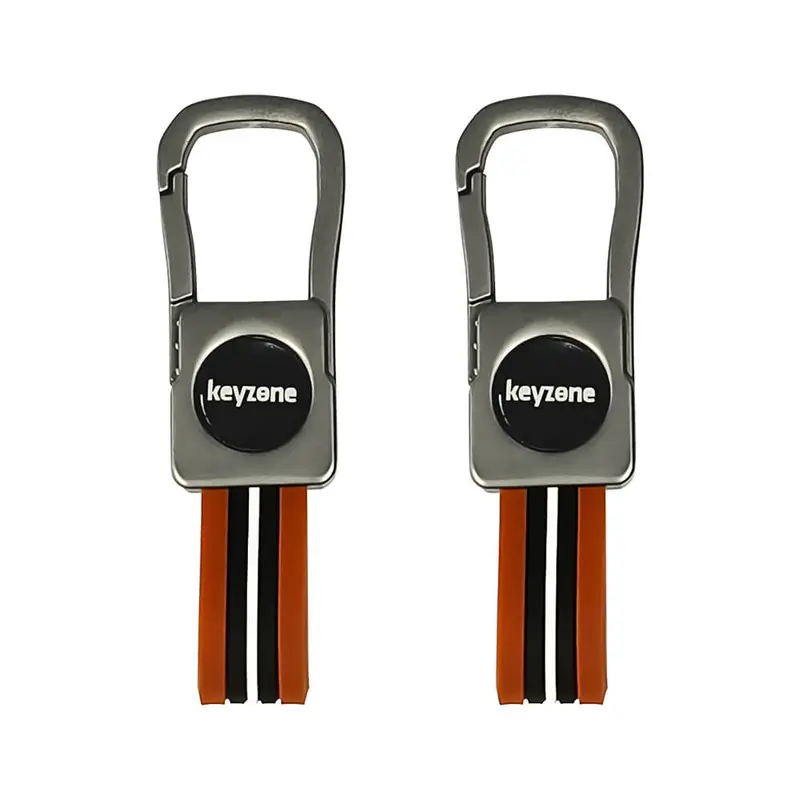 Keyzone Pack Of 2 Metal Striped Keychain (Kzmt_Packof2) 2