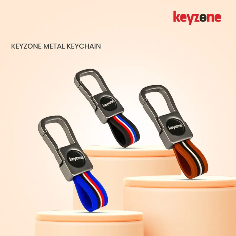 Keyzone Pack Of 2 Metal Striped Keychain (Kzmt_Packof2) 3