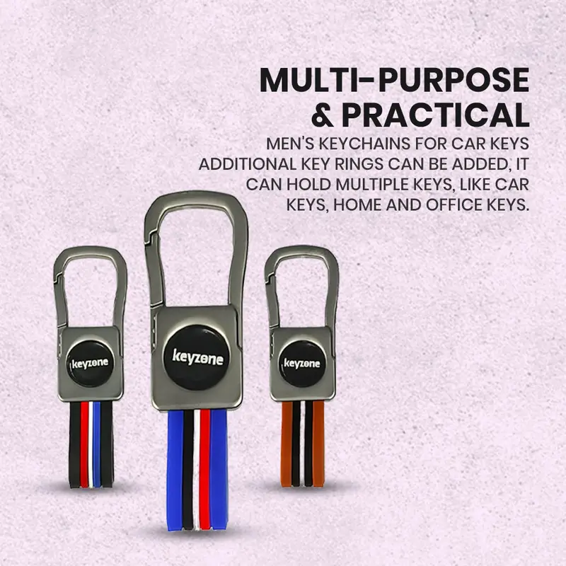 Keyzone Pack Of 2 Metal Striped Keychain (Kzmt_Packof2) 6